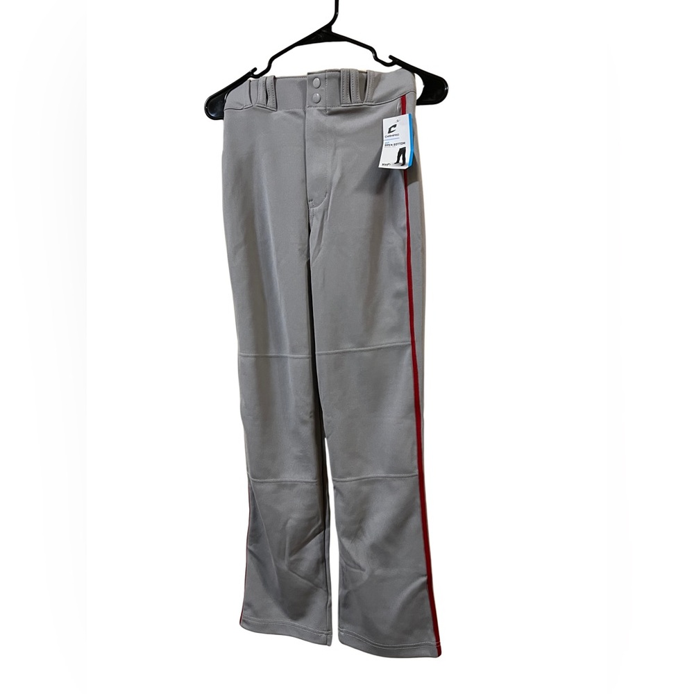 Champion Gray Baseball Pants with Red Stripe – Youth Large 27-29”
